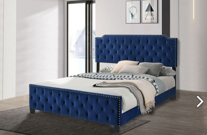 Charlize Tufted Velvet Bed – Navy Blue (CM7414NV)